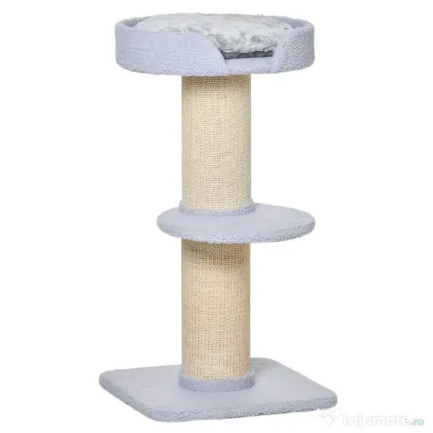 Ansamblu de joaca pentru pisici cu culcus, perna, stalp din franghie de sisal, 45x45x91cm, albastru deschis PawHut | Aosom Romania