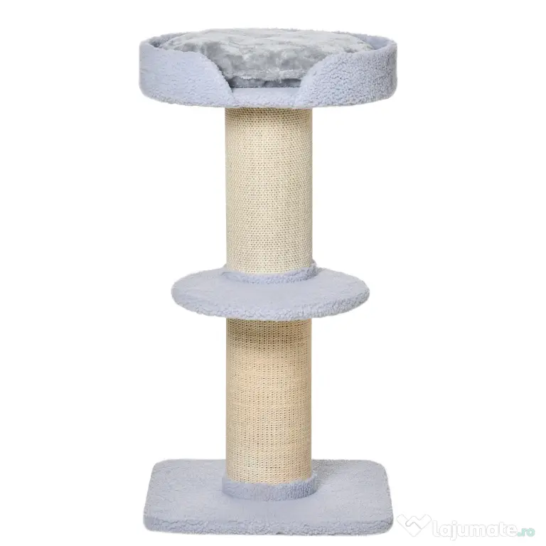 Ansamblu de joaca pentru pisici cu culcus, perna, stalp din franghie de sisal, 45x45x91cm, albastru deschis PawHut | Aosom Romania