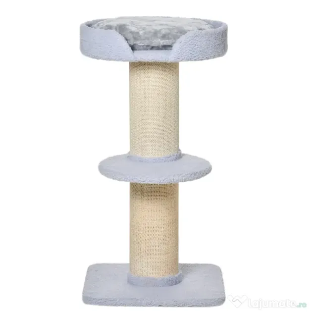Ansamblu de joaca pentru pisici cu culcus, perna, stalp din franghie de sisal, 45x45x91cm, albastru deschis PawHut | Aosom Romania