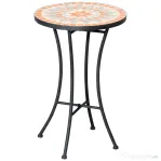 Outsunny Masă Rotundă Laterală Ø35,5cm – Masă de Patio Impermeabilă cu Design Mozaic, Măsuță din Metal pentru Living, Birou, Interior și Exterior – Galben și Gri | Aosom Romania
