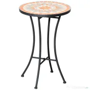 Outsunny Masă Rotundă Laterală Ø35,5cm – Masă de Patio Impermeabilă cu Design Mozaic, Măsuță din Metal pentru Living, Birou, Interior și Exterior – Galben și Gri | Aosom Romania 