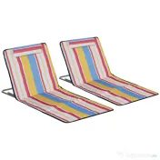Outsunny Set 2 Șezlonguri de Plajă cu Spătar Reglabil pe 5 Niveluri, Tetieră și Geantă de Transport, 124x53x35-45 cm, Multicolor | Aosom Romania 