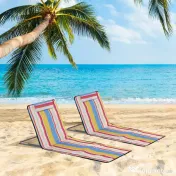 Outsunny Set 2 Șezlonguri de Plajă cu Spătar Reglabil pe 5 Niveluri, Tetieră și Geantă de Transport, 124x53x35-45 cm, Multicolor | Aosom Romania 