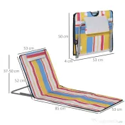 Outsunny Set 2 Șezlonguri de Plajă cu Spătar Reglabil pe 5 Niveluri, Tetieră și Geantă de Transport, 124x53x35-45 cm, Multicolor | Aosom Romania 
