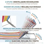 Outsunny Set 2 Șezlonguri de Plajă cu Spătar Reglabil pe 5 Niveluri, Tetieră și Geantă de Transport, 124x53x35-45 cm, Multicolor | Aosom Romania 