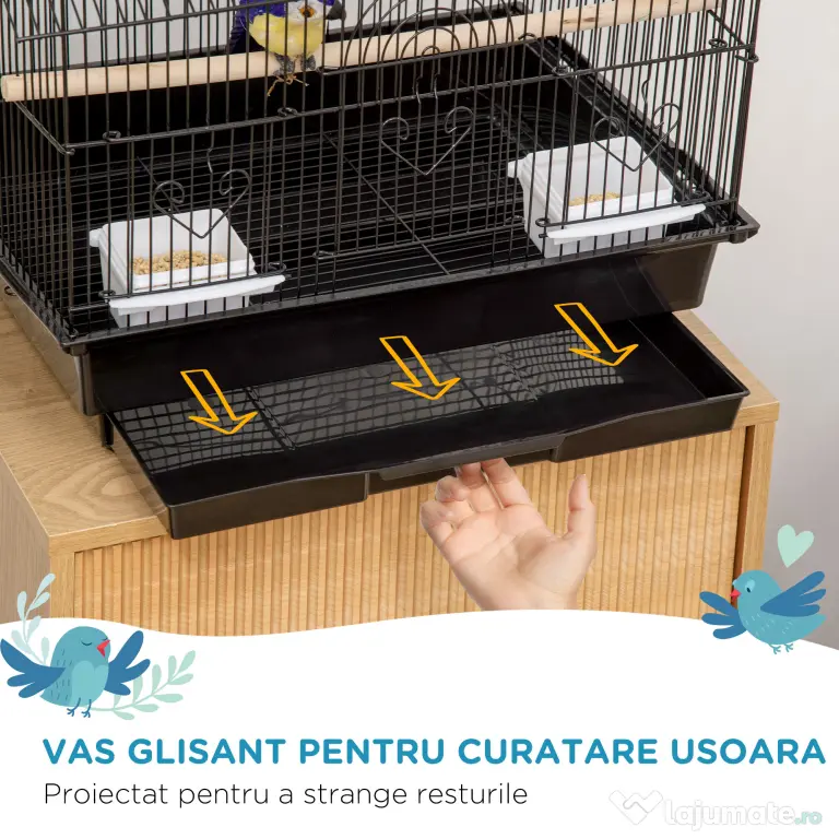 PawHut Colivie pentru Pasari cu Maner de Transport si Tava | Aosom Romania