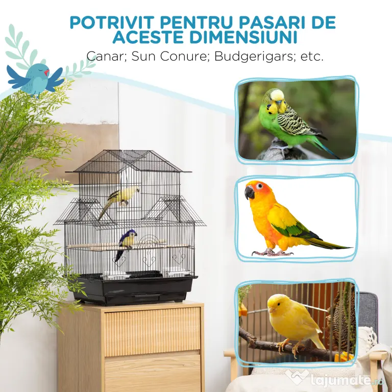 PawHut Colivie pentru Pasari cu Maner de Transport si Tava | Aosom Romania