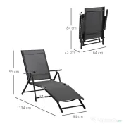 Outsunny Set 2 Sezlonguri de Gradina Pliabile, Spatar Reglabil, Cadru din Aluminiu, Confortabil, Negru, Ideal pentru Relaxare | Aosom Romania 