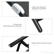 Outsunny Set 2 Sezlonguri de Gradina Pliabile, Spatar Reglabil, Cadru din Aluminiu, Confortabil, Negru, Ideal pentru Relaxare | Aosom Romania 