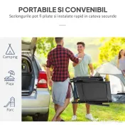 Outsunny Set 2 Sezlonguri de Gradina Pliabile, Spatar Reglabil, Cadru din Aluminiu, Confortabil, Negru, Ideal pentru Relaxare | Aosom Romania 