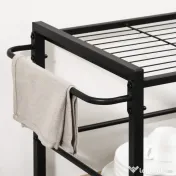HOMCOM Cărucior Bucătărie cu 3 Rafturi, Tavă Detașabilă, Roți, 65x40x86cm, Lemn și Negru | Aosom Romania 