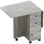 HOMCOM Masă pliabilă cu 2 sertare și dulap, 6 roți și frâne, 120x60x76,5 cm, gri lemn și piatră