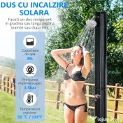 Dus Solar de Gradina Outsunny Incalzit 55° pentru Exterior, 35L cu Mixer, Negru | Aosom Romania 