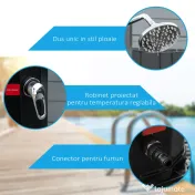 Dus Solar de Gradina Outsunny Incalzit 55° pentru Exterior, 35L cu Mixer, Negru | Aosom Romania 