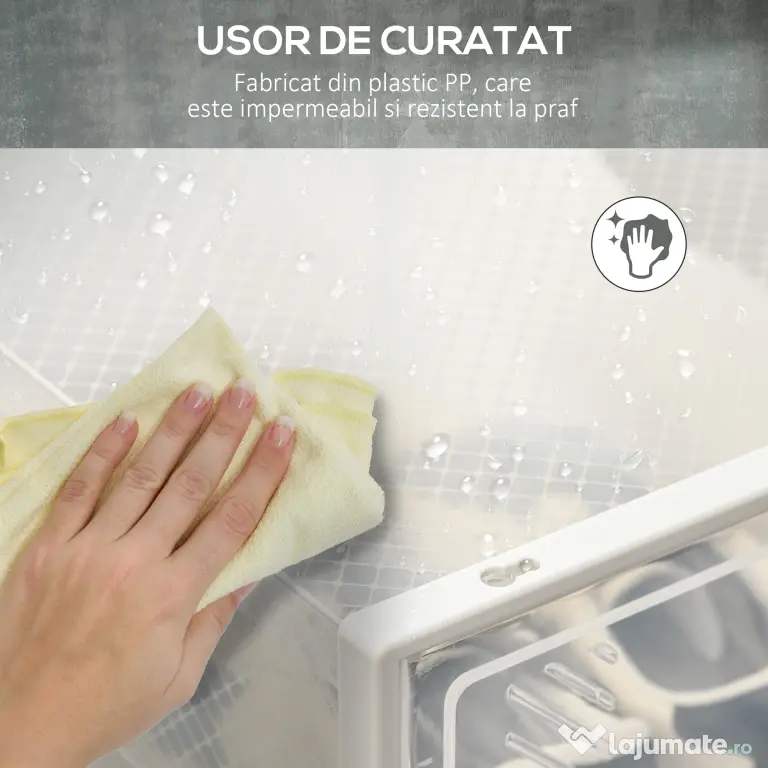 HOMCOM Dulap Dreptunghiular pentru Încălțăminte, Economisire Spațiu, 18 Cutii Transparente din Plastic PP, 25x35x19 cm | Aosom Romania