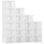 Homcom Dulap Pantofi – 18 Cutii PP Transparente, Economisire Spatiu