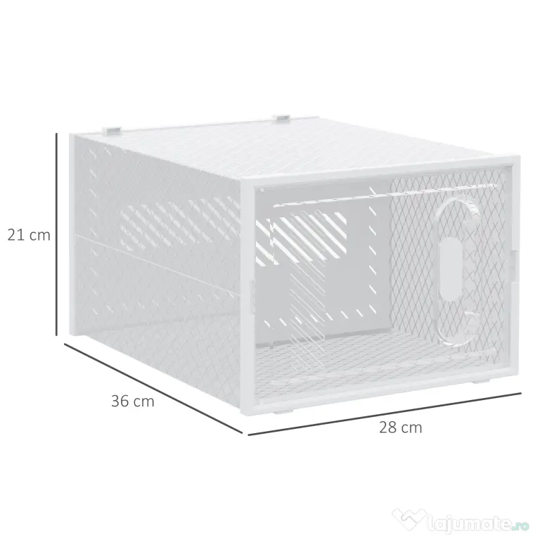 HOMCOM Dulap pentru pantofi modular cu orificii de ventilatie, 18 cuburi 28x36x21cm din plastic PP, alb si transparent | Aosom Romania