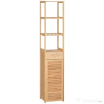 Dulap de depozitare pentru baie cu sertar si rafturi cu sipci, inalt, subtire, prosop de lenjerie Kleankin | Aosom Romania