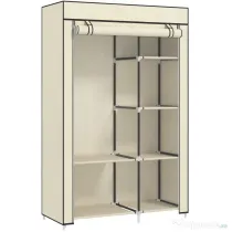HOMCOM Dulap portabil din otel, netesut si PP cu 6 rafturi deschise, 1 cuier si usa cu balamale, 103x43x162,5 cm, gri | Aosom Romania