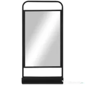 HOMCOM Oglinda de perete cu raft inferior si cadru metalic, oglinda pentru baie si dormitor, 36,2x12x71,7cm, negru