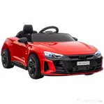 HOMCOM Masina electrica pentru copiii  37-60 luni Licenta Audi cu claxon si butoane muzicale, centuri de siguranta si faruri, PP si metal, 103x58x41 cm, rosu si negru