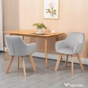 HOMCOM Set 2 Scaune pentru Sufragerie Tapițate din Catifea cu Brațe și Picioare din Lemn, Gri 