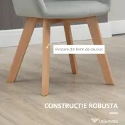 HOMCOM Set 2 Scaune pentru Sufragerie Tapițate din Catifea cu Brațe și Picioare din Lemn, Gri 