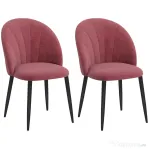 Homcom Set 2 Scaune de Sufragerie din Catifea, Capitonate, Elegante pentru Salon, 52x54x79 cm, Roșu | Aosom Romania