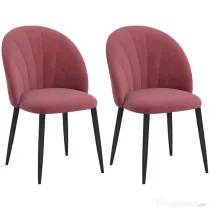 Homcom Set 2 Scaune de Sufragerie din Catifea, Capitonate, Elegante pentru Salon, 52x54x79 cm, Roșu | Aosom Romania