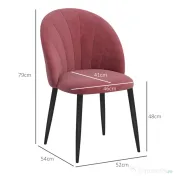 Homcom Set 2 Scaune de Sufragerie din Catifea, Capitonate, Elegante pentru Salon, 52x54x79 cm, Roșu | Aosom Romania 