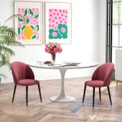 Homcom Set 2 Scaune de Sufragerie din Catifea, Capitonate, Elegante pentru Salon, 52x54x79 cm, Roșu | Aosom Romania 