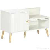 HOMCOM Dulap pentru Pantofi cu Bancă Tapițată și Dulap pentru 4 Perechi de Pantofi, 80x33x49cm, Alb 
