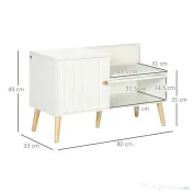 HOMCOM Dulap pentru Pantofi cu Bancă Tapițată și Dulap pentru 4 Perechi de Pantofi, 80x33x49cm, Alb 