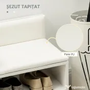 HOMCOM Dulap pentru Pantofi cu Bancă Tapițată și Dulap pentru 4 Perechi de Pantofi, 80x33x49cm, Alb 