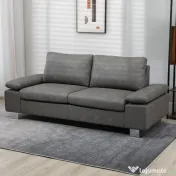 HOMCOM Canapea moderna dubla de lux cu 2 locuri, canapea tapitata cu brate reglabile pentru camera de zi, birou, gri 