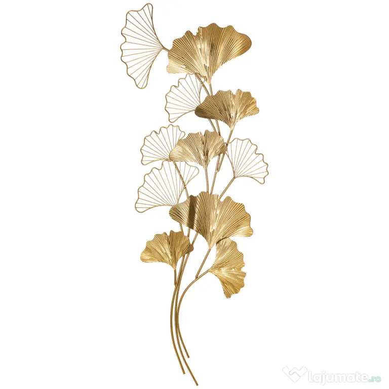 Decoratiune de perete 3D HOMCOM Moderna Frunze de Ginkgo Sculpturi de Perete Agatate Decor pentru Sufragerie | Aosom Romania