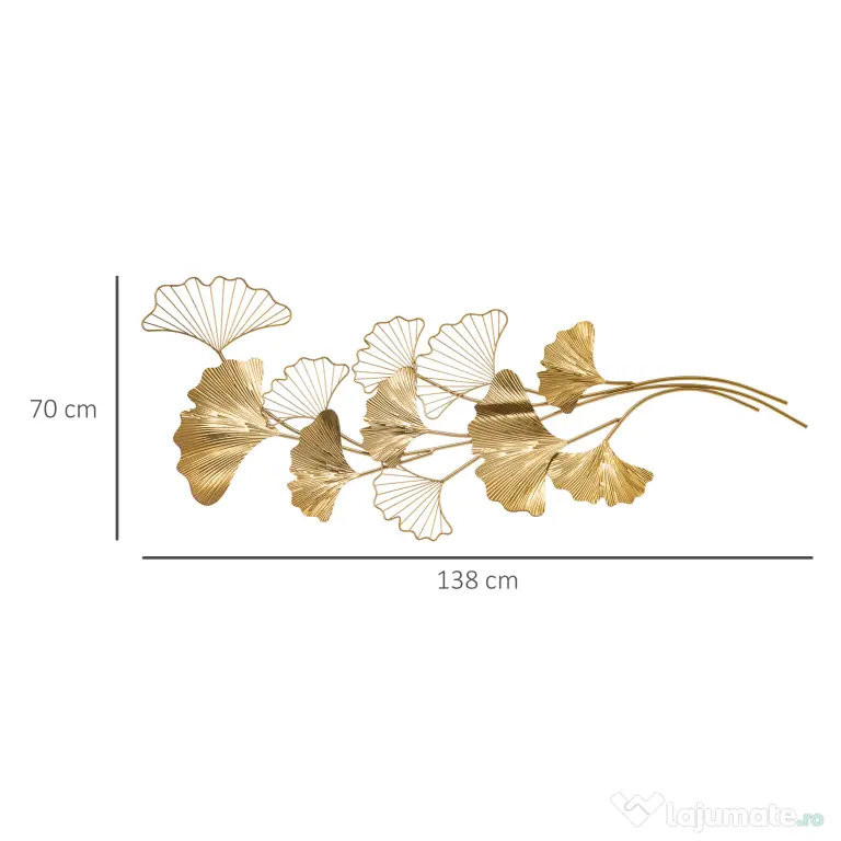 Decoratiune de perete 3D HOMCOM Moderna Frunze de Ginkgo Sculpturi de Perete Agatate Decor pentru Sufragerie | Aosom Romania