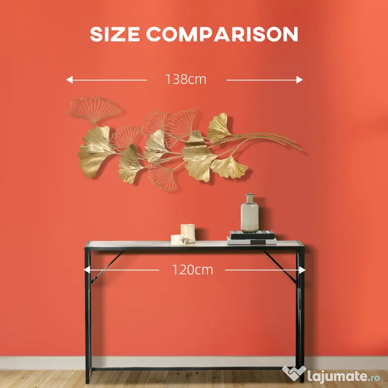 Decoratiune de perete 3D HOMCOM Moderna Frunze de Ginkgo Sculpturi de Perete Agatate Decor pentru Sufragerie | Aosom Romania