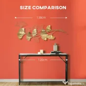 Decoratiune de perete 3D HOMCOM Moderna Frunze de Ginkgo Sculpturi de Perete Agatate Decor pentru Sufragerie | Aosom Romania 