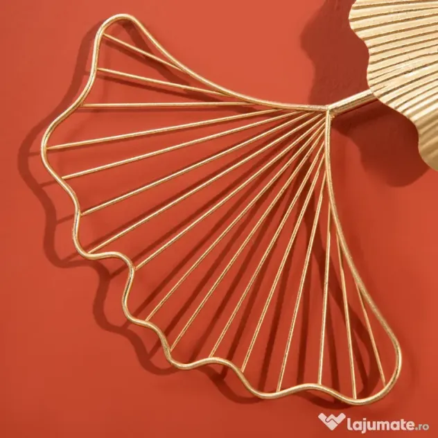 Decoratiune de perete 3D HOMCOM Moderna Frunze de Ginkgo Sculpturi de Perete Agatate Decor pentru Sufragerie | Aosom Romania