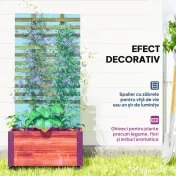 Outsunny Jardinieră cu spalier pentru plante cățărătoare și roți, din lemn de brad, 65x31x147 cm, maro