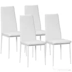 HOMCOM Set de 4 Scaune de Dining, Scaune Moderne pentru Sufragerie și Bucătărie, Piele Ecologică și Picioare din Oțel, Negru