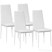 HOMCOM Set de 4 Scaune de Dining, Scaune Moderne pentru Sufragerie și Bucătărie, Piele Ecologică și Picioare din Oțel, Negru 