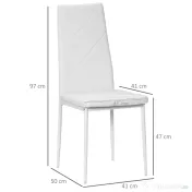 HOMCOM Set de 4 Scaune de Dining, Scaune Moderne pentru Sufragerie și Bucătărie, Piele Ecologică și Picioare din Oțel, Negru 