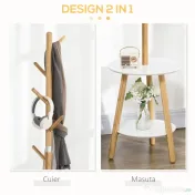 Homcom Cuier cu Masuta – MDF, Bambus & Aluminiu 171 cm 