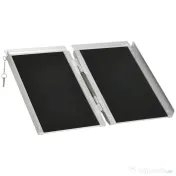 HOMCOM Rampă pentru Scaun cu Rotile Pliabilă din Aluminiu Texturat, Rampă Portabilă pentru Prag de 5 cm, 60x72x5 cm, Argintiu | Aosom Romania 