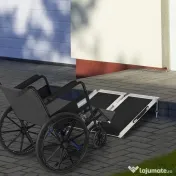 HOMCOM Rampă pentru Scaun cu Rotile Pliabilă din Aluminiu Texturat, Rampă Portabilă pentru Prag de 5 cm, 60x72x5 cm, Argintiu | Aosom Romania 