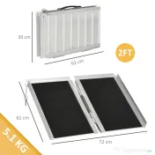 HOMCOM Rampă pentru Scaun cu Rotile Pliabilă din Aluminiu Texturat, Rampă Portabilă pentru Prag de 5 cm, 60x72x5 cm, Argintiu | Aosom Romania 