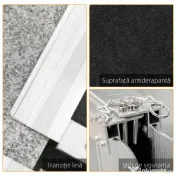 HOMCOM Rampă pentru Scaun cu Rotile Pliabilă din Aluminiu Texturat, Rampă Portabilă pentru Prag de 5 cm, 60x72x5 cm, Argintiu | Aosom Romania 