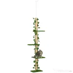 PawHut Pom pentru Pisici Reglabil pe Înălțime la Tavan, 202-242 cm, Verde